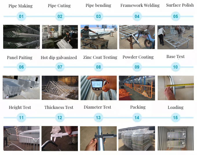 Hot Dip Galvanized Metal Crowd Control Penghalang Keamanan Portable 4