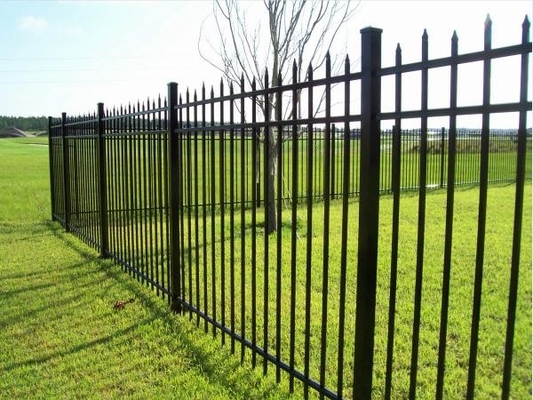 Metal Hitam Keamanan 6x8 Steel Piket Pagar Tombak Pagar Panel Taman Luar Galvanized Logam Logam Pagar Panel
