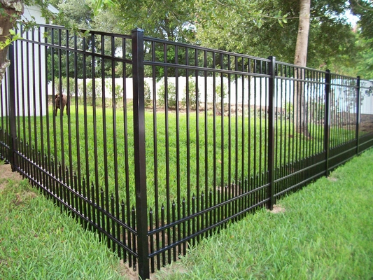 Gampang dirakit Metal pagar taman hias baja Piket pagar pintu geser untuk taman komersial pipa pagar