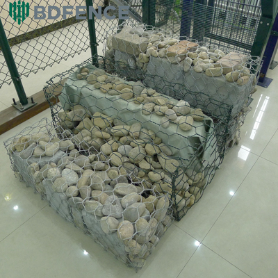 80 X 100 mm Sistem Pagar Gabion yang Terkelupas / Keranjang Gabion Woven