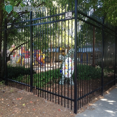Custom Residential Steel Fencing Black Metal Picket Dekoratif pagar besi tempa pagar baja hias