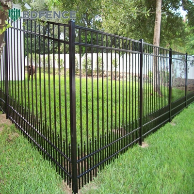Custom Residential Steel Fencing Black Metal Picket Dekoratif pagar besi tempa pagar baja hias