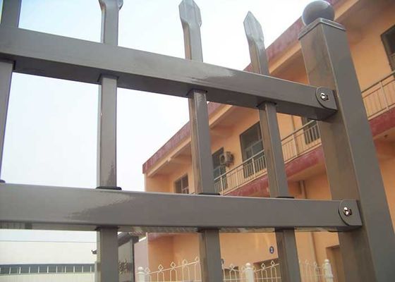 Modern Black Garden Zinc Post Square Tube Panel Logam Logam Pagar Dengan Lebar 7ft