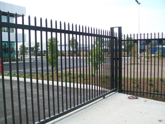 Powder Coated Waterproof Black Corten Galvanized Metal Picket Tubular Steel Fencing